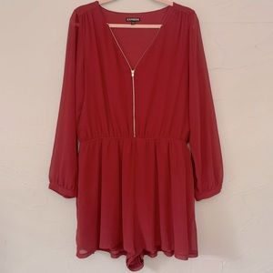 Long sleeve zip front romper